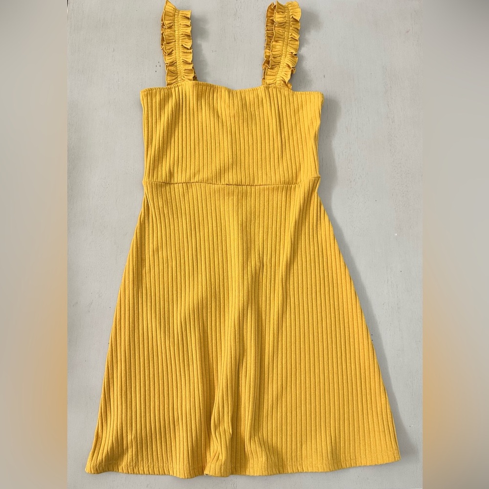 Harper Heritage Yellow Ribbed Sleeveless Tank Dress - size small
